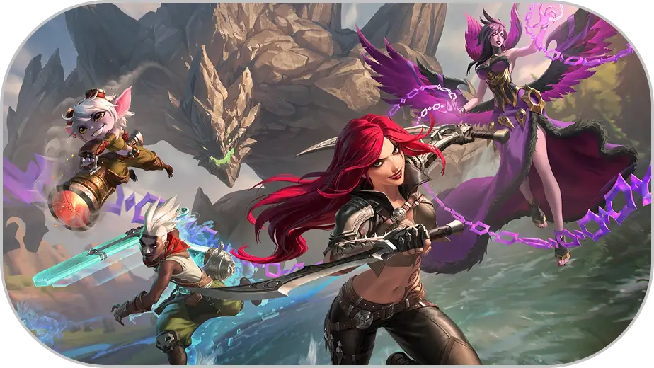 Fantasy gamepersonages in een arena tijdens een gevecht